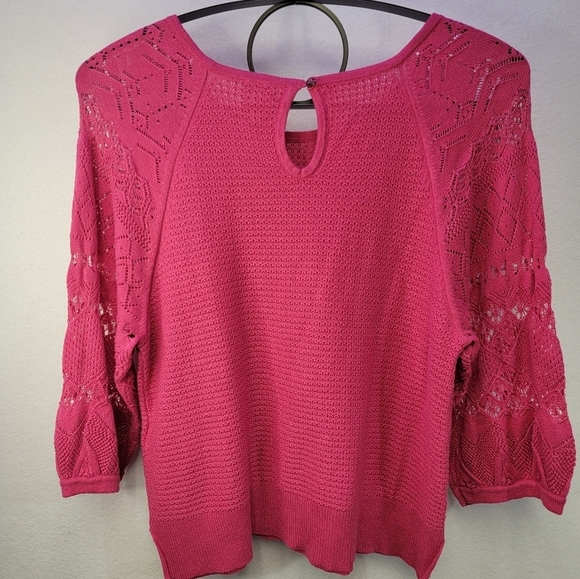 Anthropologie Martina Pointelle Rounded Neckline Pullover Sweater Pink XS - Picture 12 of 14